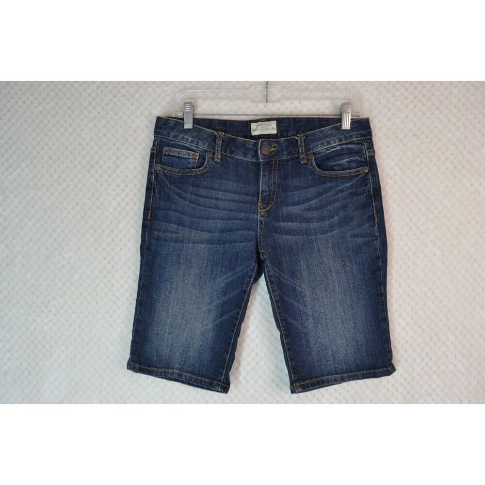 Aeropostale Juniors 7/8 Dark Wash Low Rise Bermuda Shorts